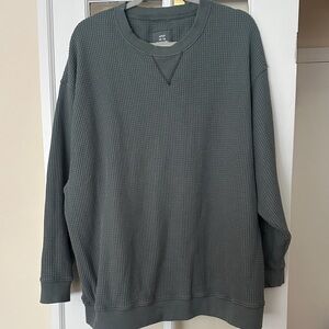 Aerie Waffle Knit Crewneck - Green